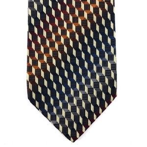 BOLGHERI Men's 100% Silk Necktie ITALY Designer Geometric Multicolor EUC 59"